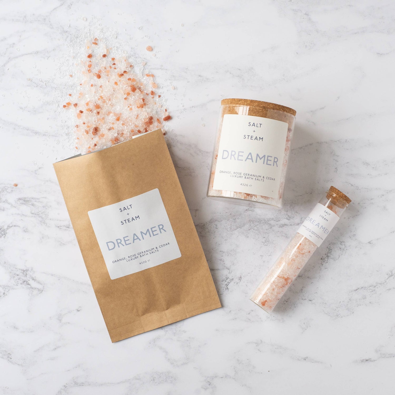 Dreamer - Rose Geranium &amp; Cedar Bath Salts 80g &amp; 432g