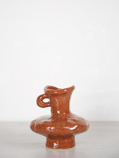 Stoneware Brown Vase with Handle