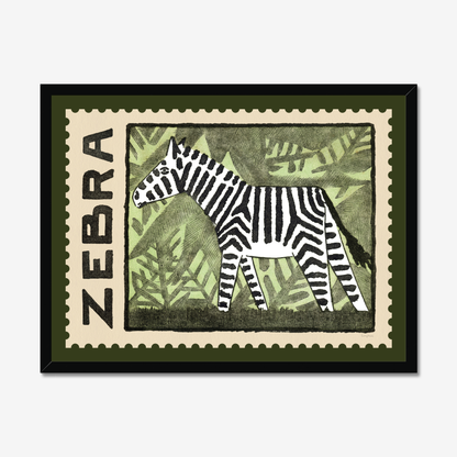 Zebra Vintage Stamp Fine Art Print