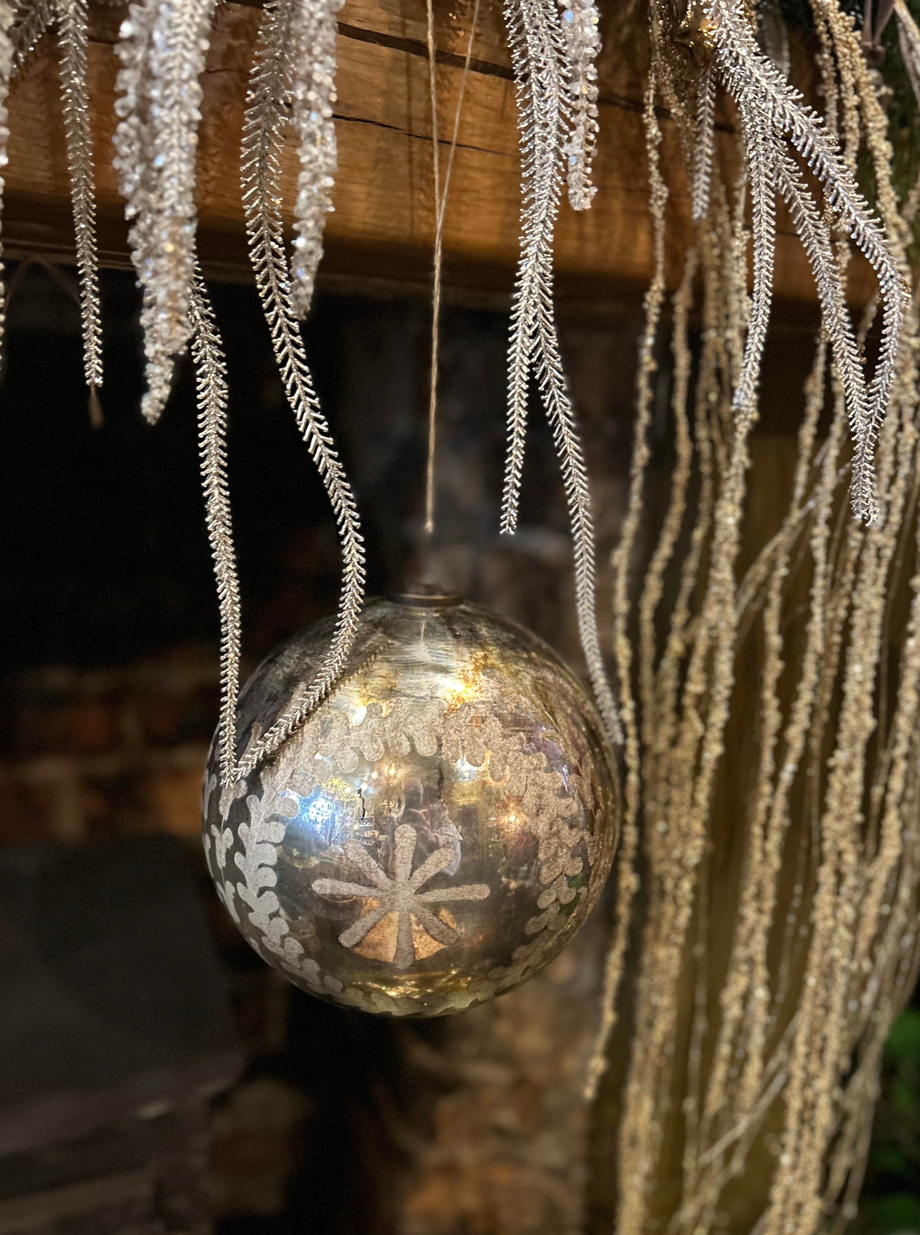 Aged Patina Giant Glass Bauble