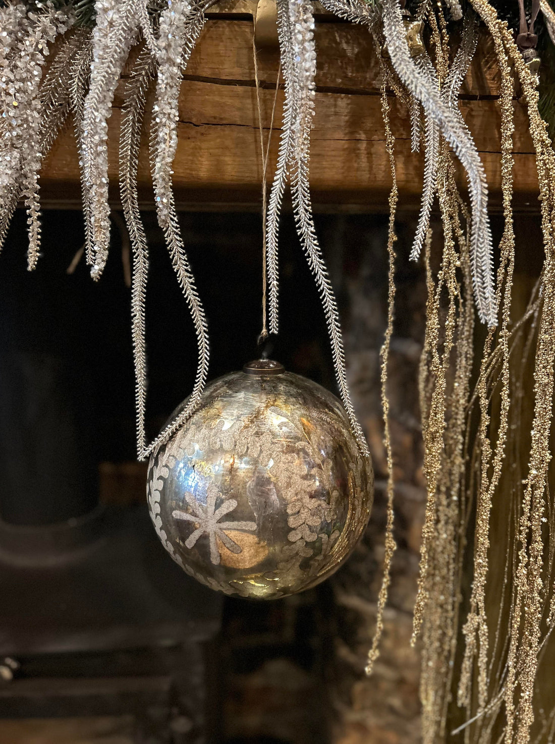 Aged Patina Giant Glass Bauble