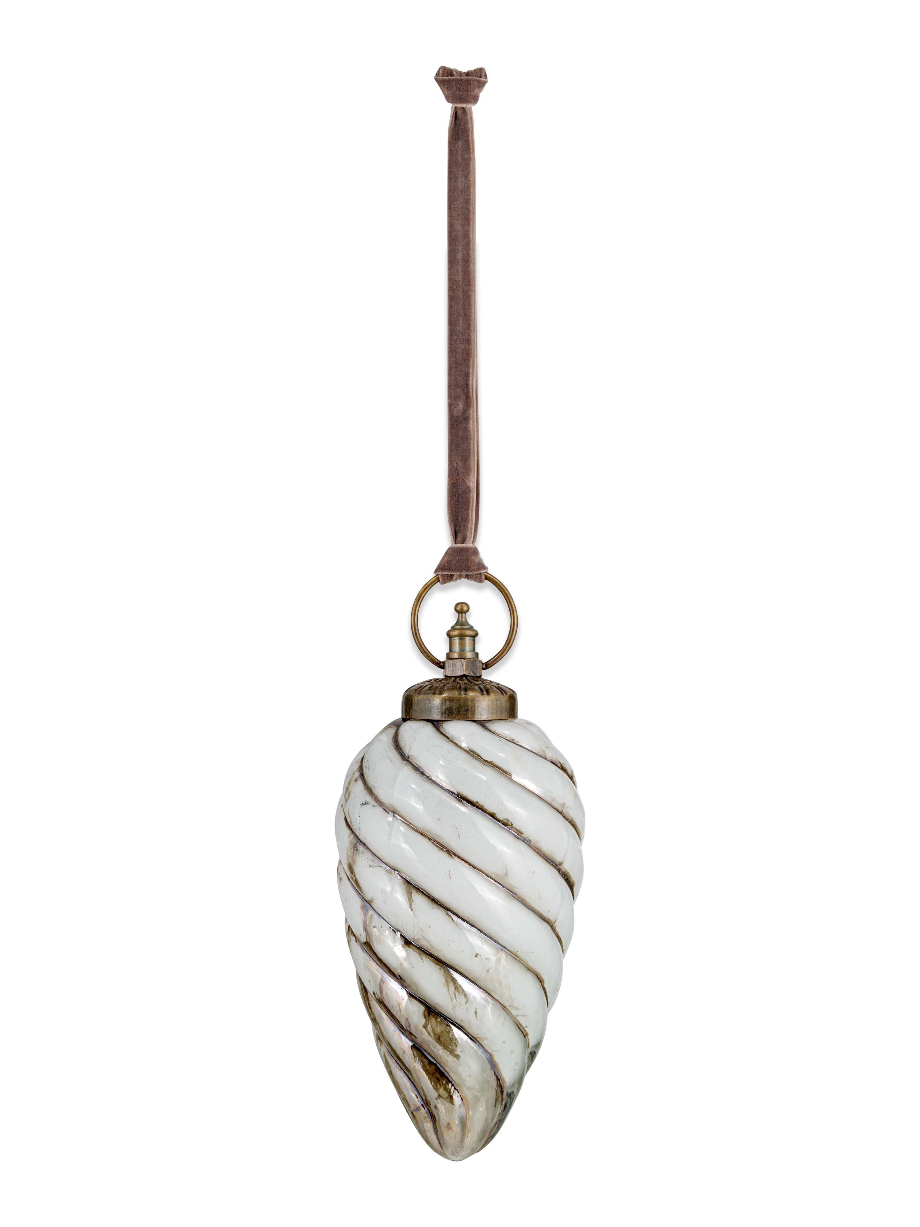 Maran Giant Gold &amp; Cream Recycled Glass Swirl Bauble - Small