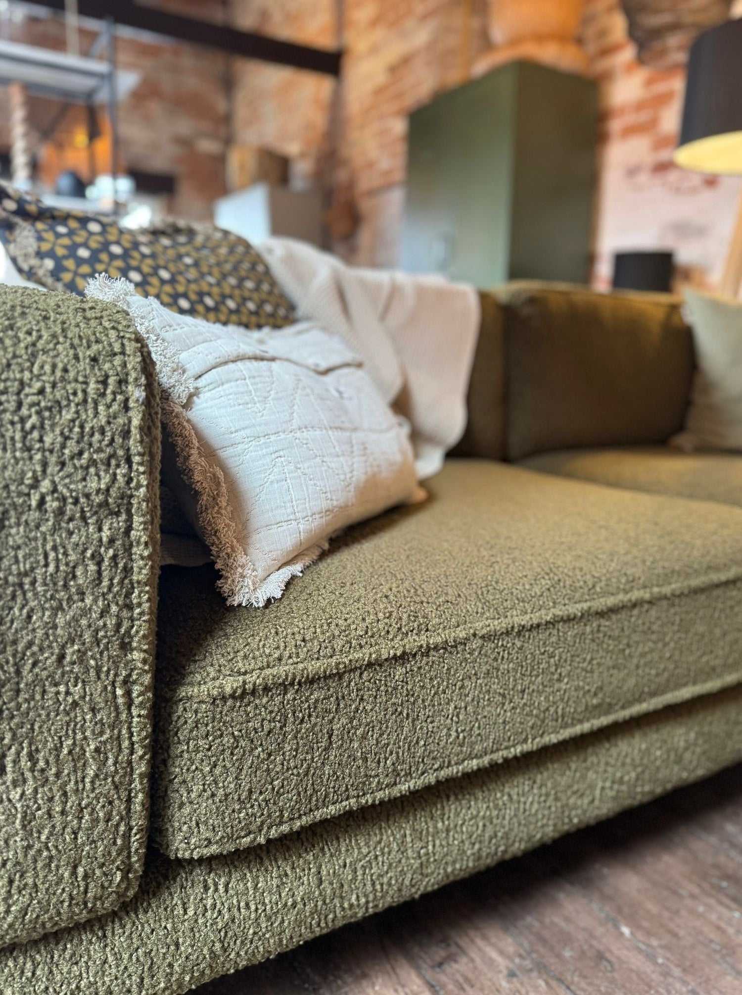 Olive Boucle Sofa