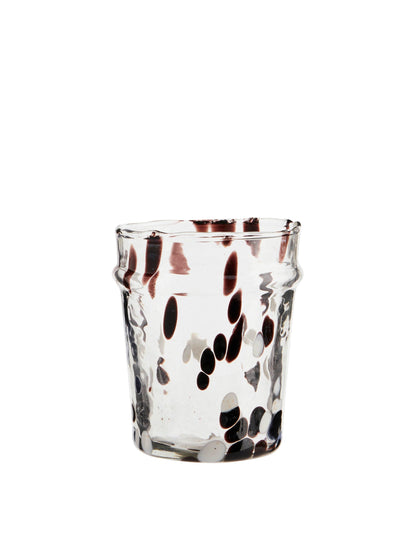 Mouthblown Brown &amp; White Drinking Glass