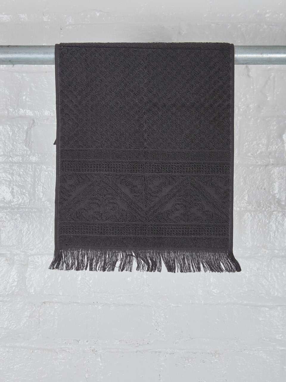 Embossed Jacquard Towel in Carbone Grey - 4 Sizes Available