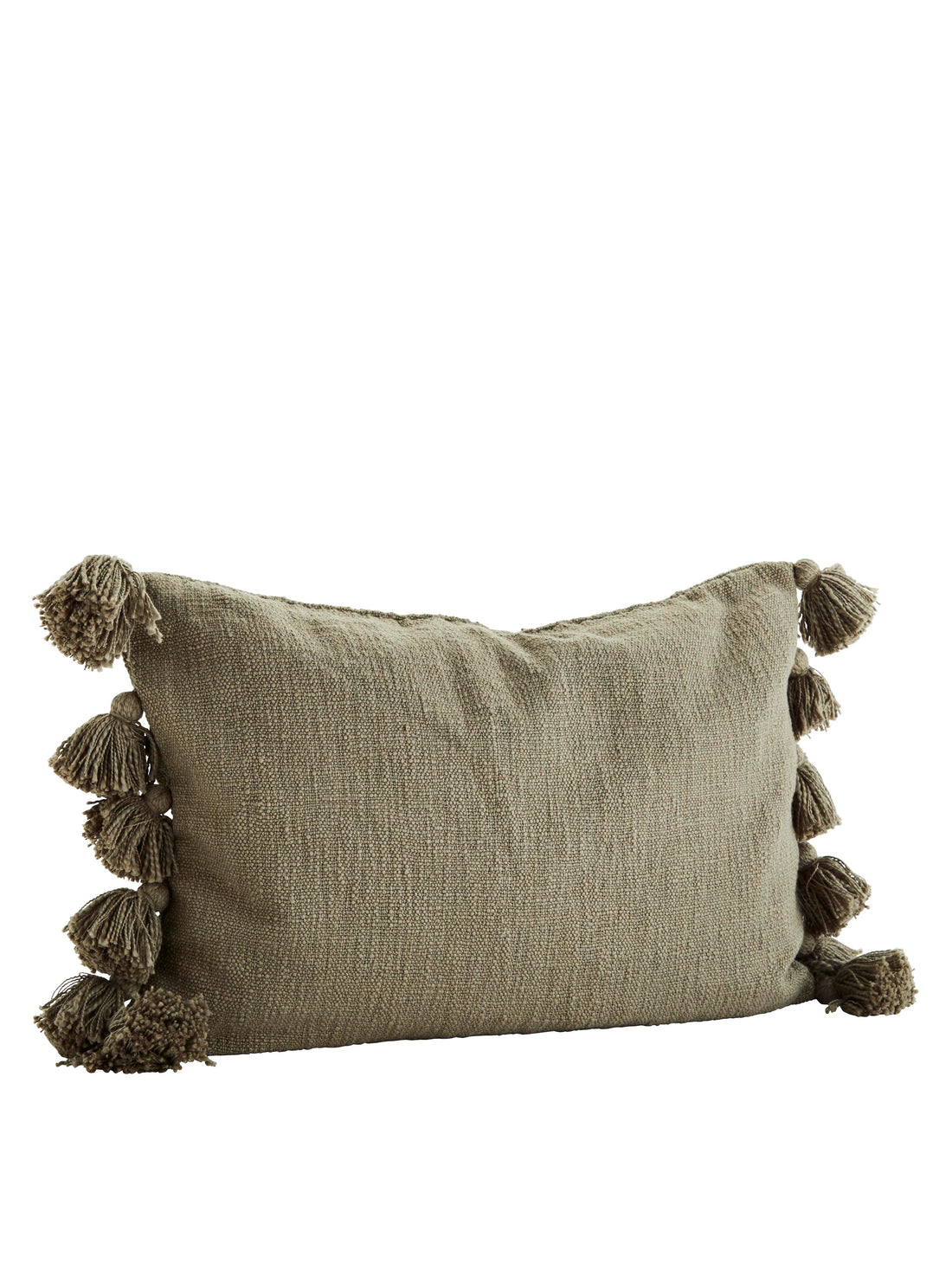 Olive Cushion With Tassels