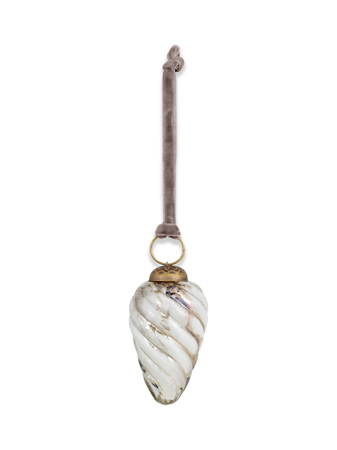 Maran Recycled Glass Swirl Bauble - Gold &amp; Cream