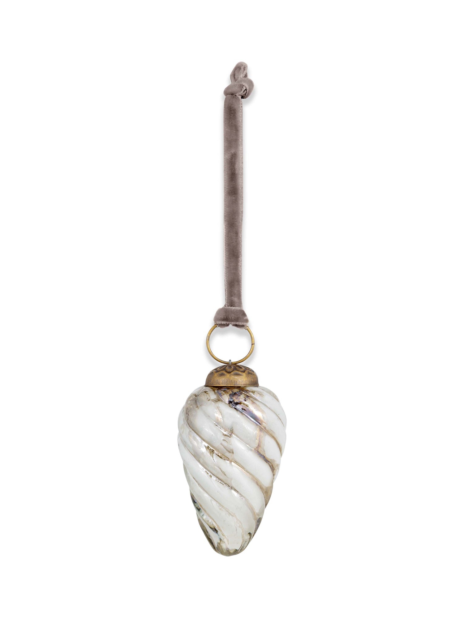 Maran Recycled Glass Swirl Bauble - Gold &amp; Cream