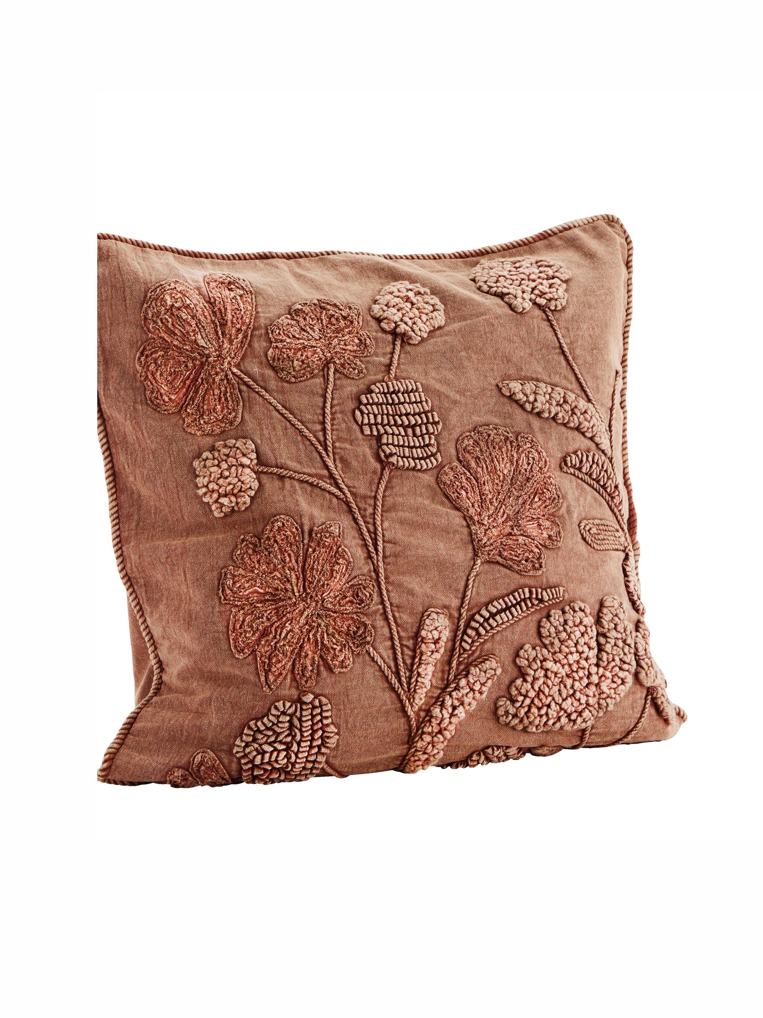 Orange Enzyme Washed Applique Cushion Cover