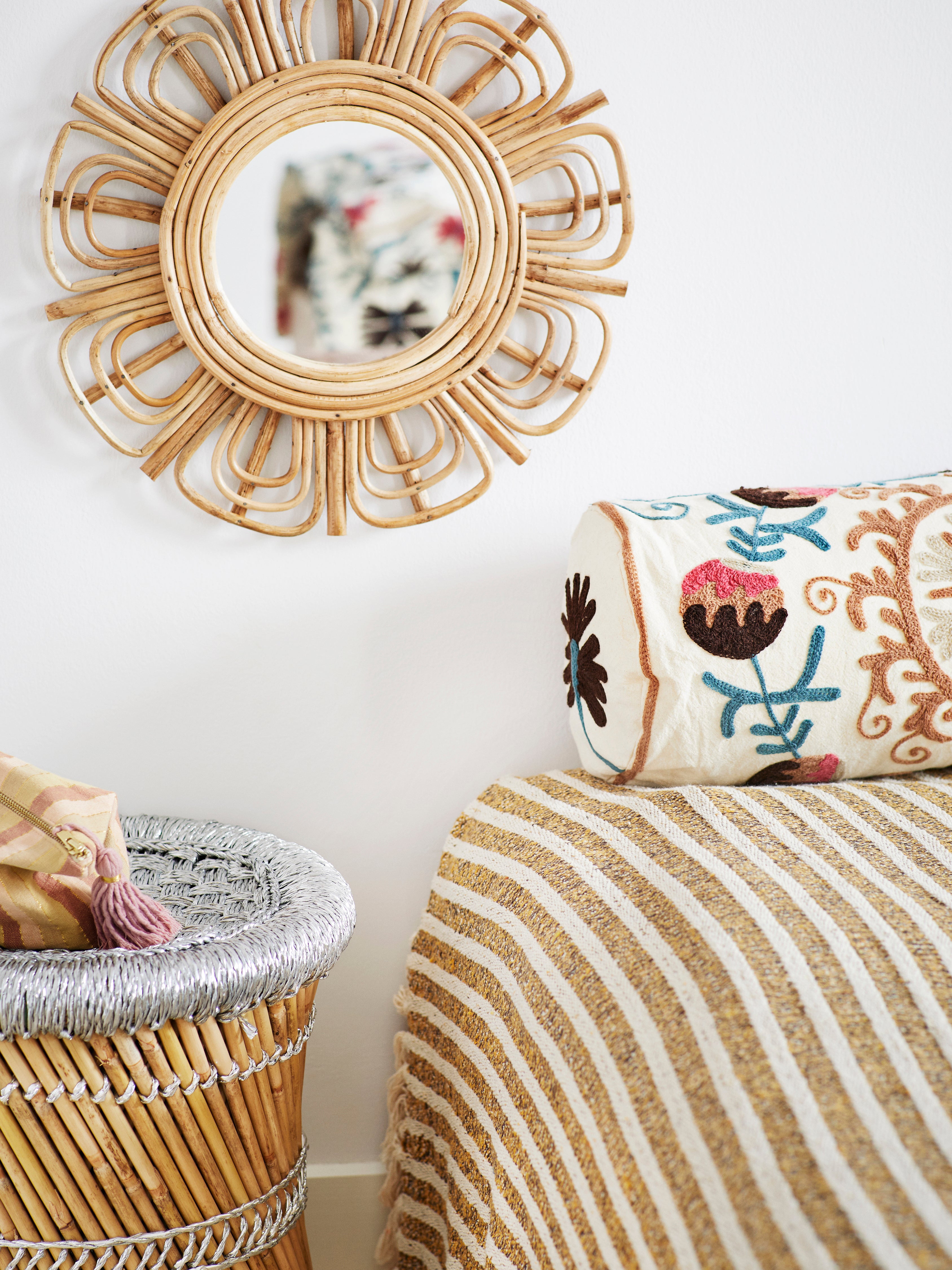 Suzani Embroidered Bolster Cushion