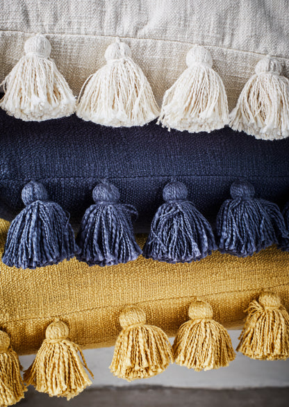 Mustard Cushion With Tassels