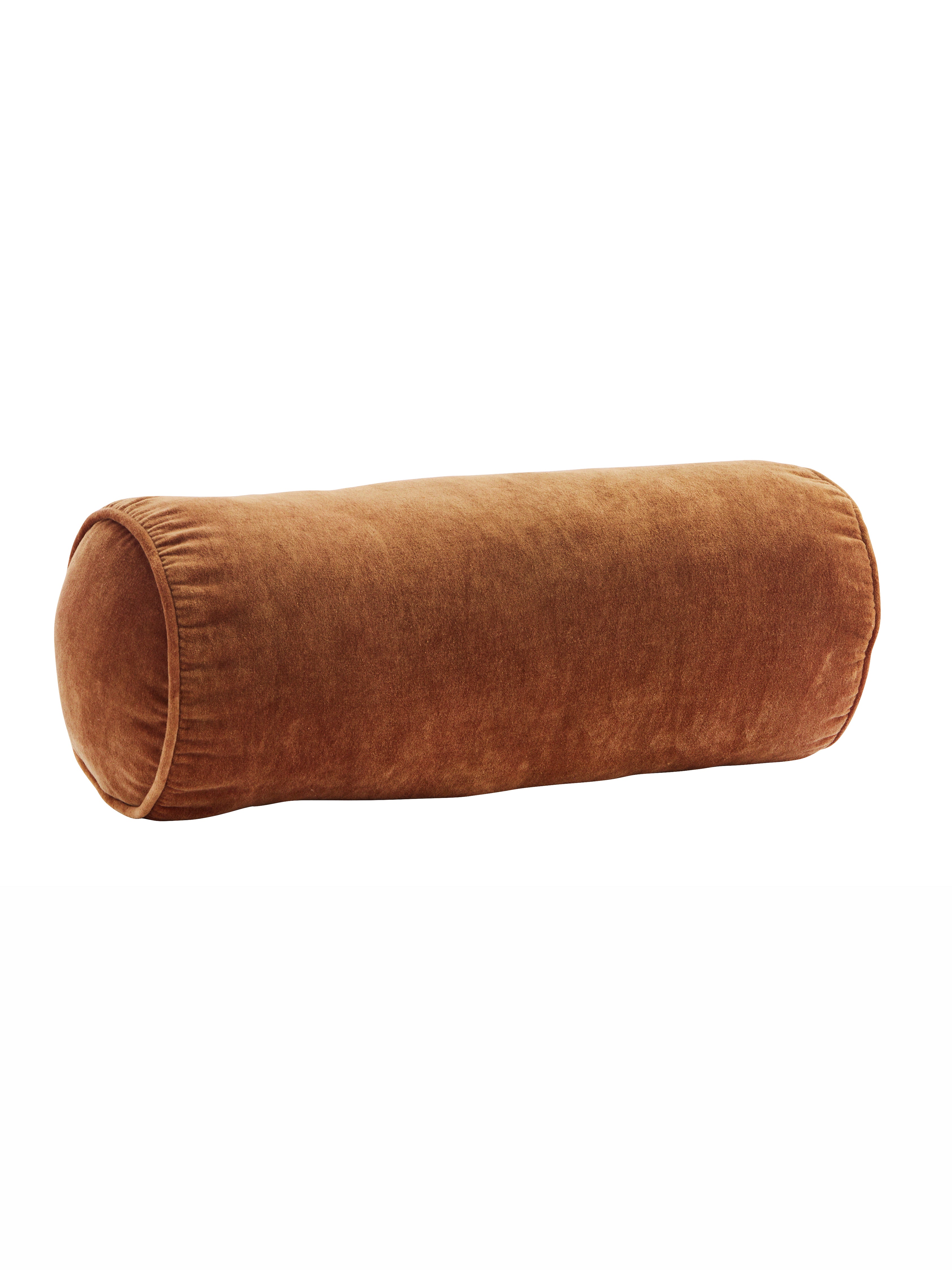 Velvet Bolster Cushion - Burnt Orange -