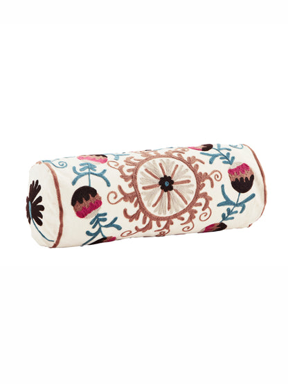 Suzani Embroidered Bolster Cushion