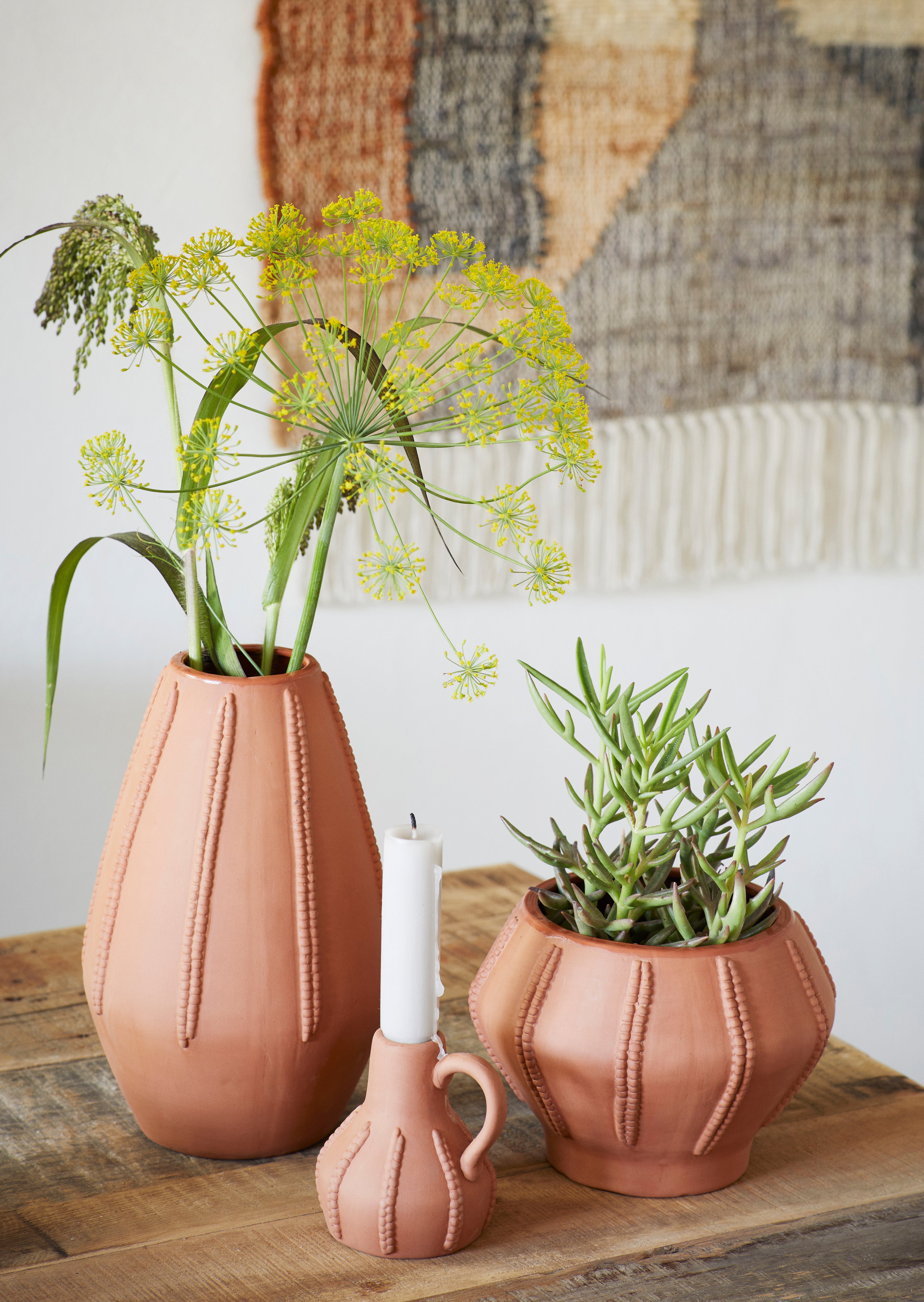 Terracotta Candle Holder With Handle