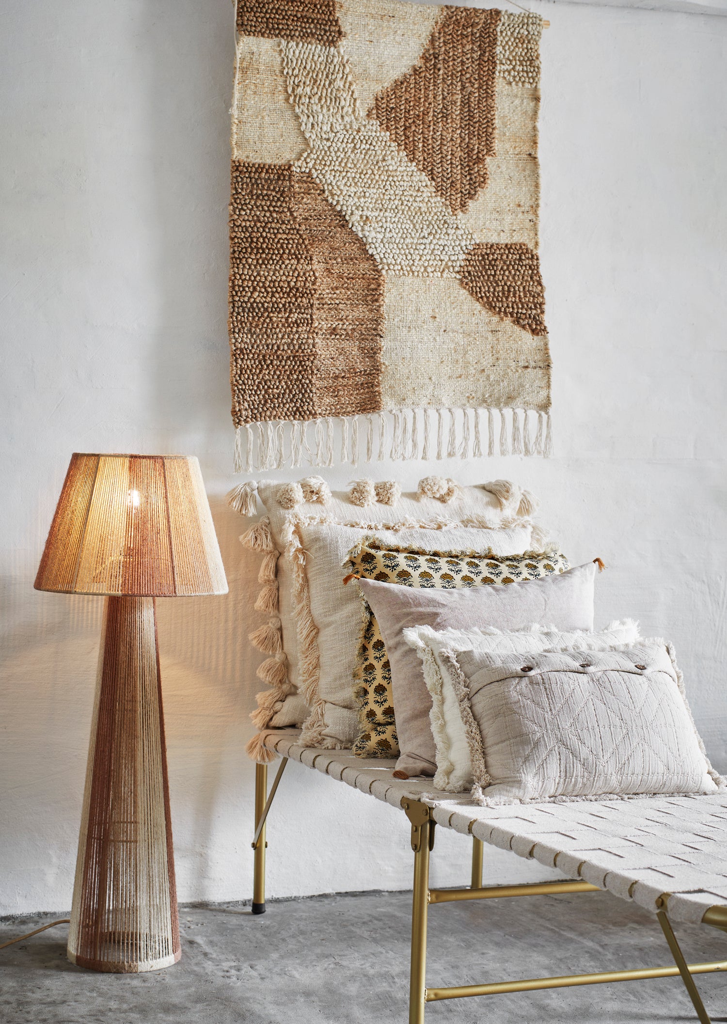 Off White Cushion With Tassels