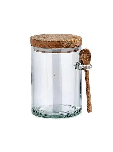 Kossi Mango Wood &amp; Glass Storage Jar - Small