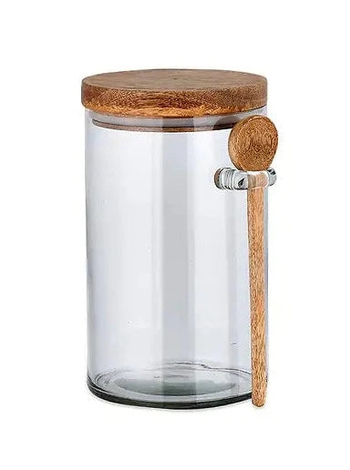 Kossi Mango Wood &amp; Glass Storage Jar - Large