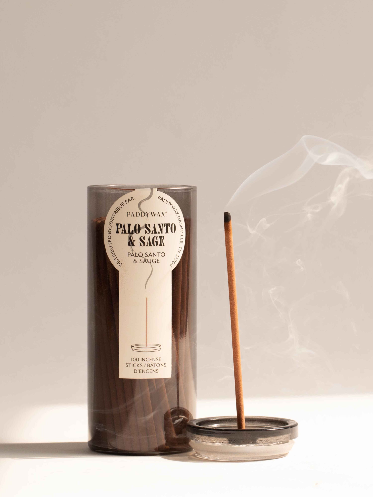 100 Incense Sticks &amp; Glass Holder - Palo Santo &amp; Sage