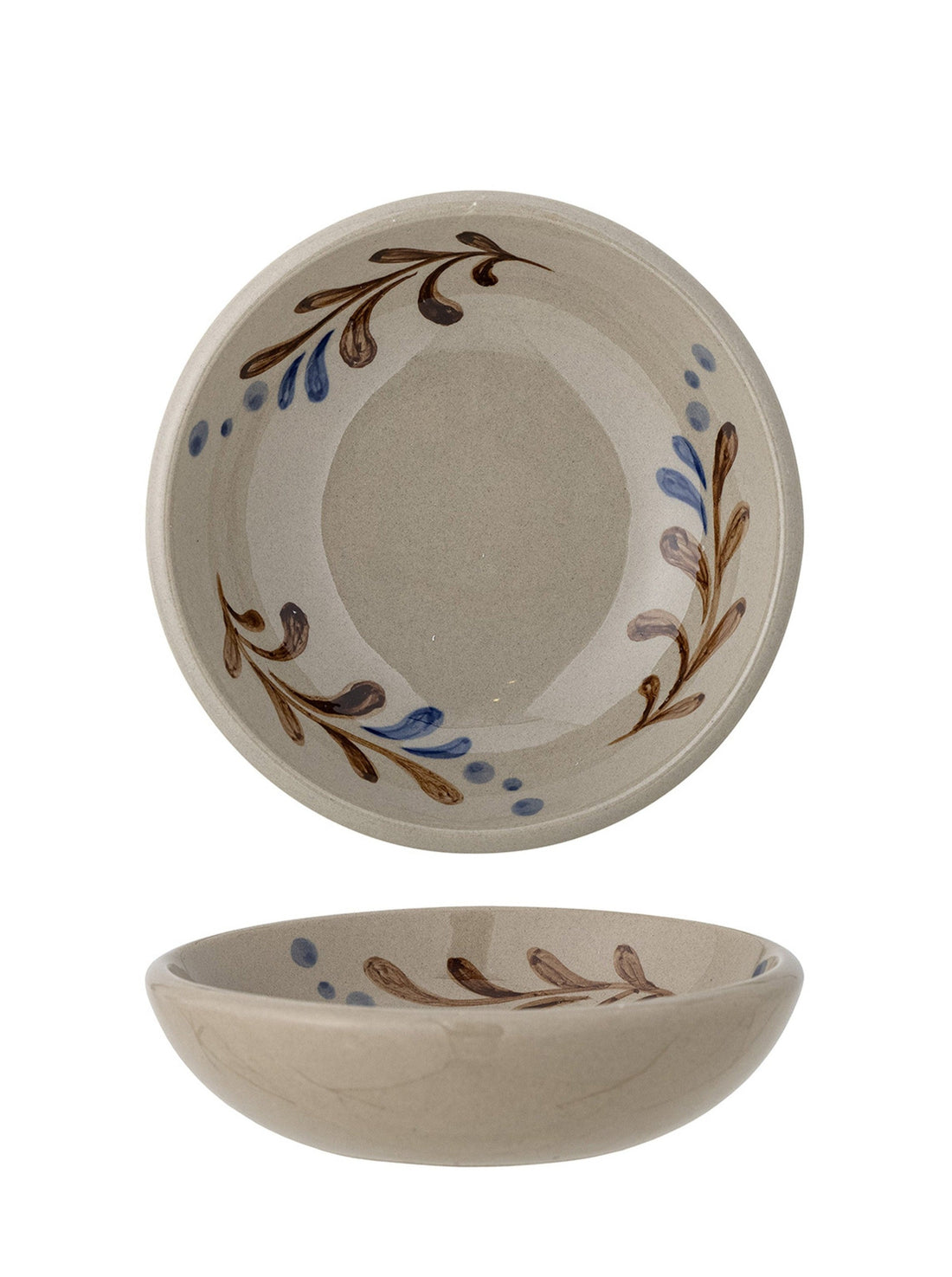 Peline Hand-Painted Stoneware Bowl in Natural, Blue &amp; Brown