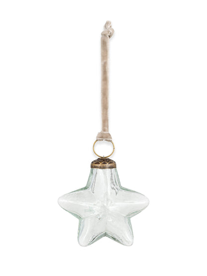 Sardi Star Recycled Glass Bauble - Clear