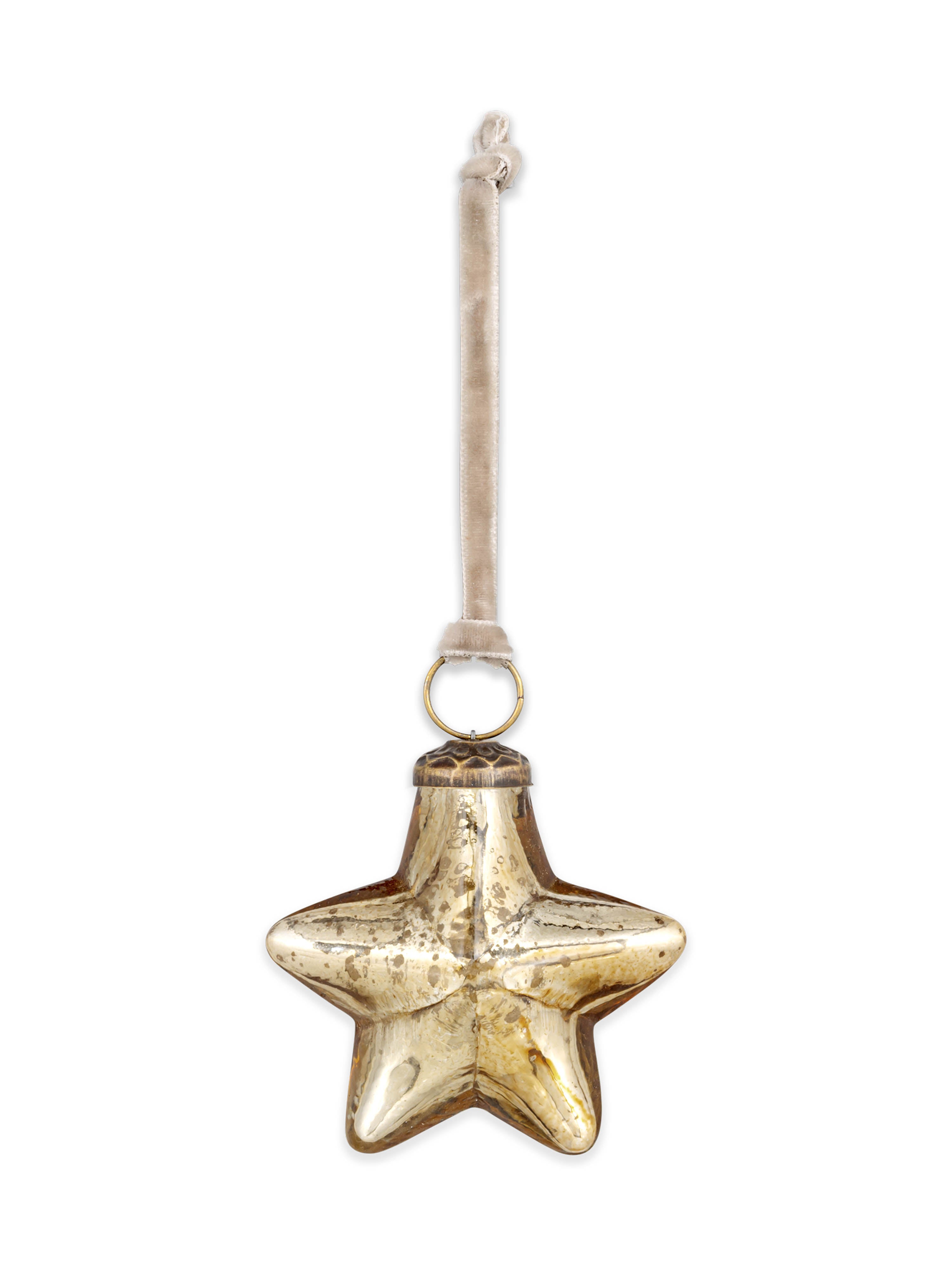 Sardi Star Recycled Glass Bauble - Antique Gold