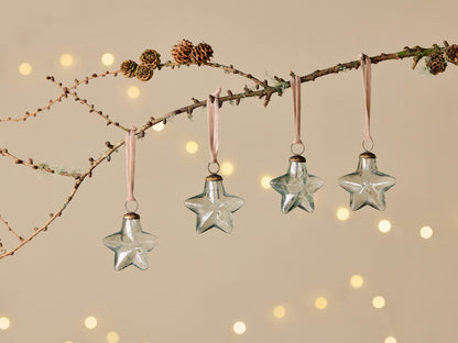 Sardi Star Recycled Glass Bauble - Clear