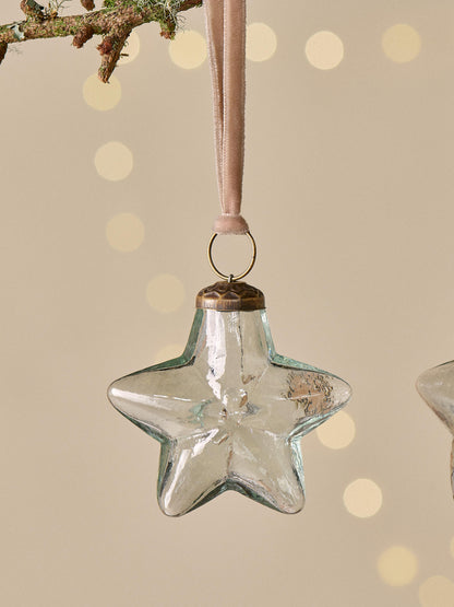 Sardi Star Recycled Glass Bauble - Clear