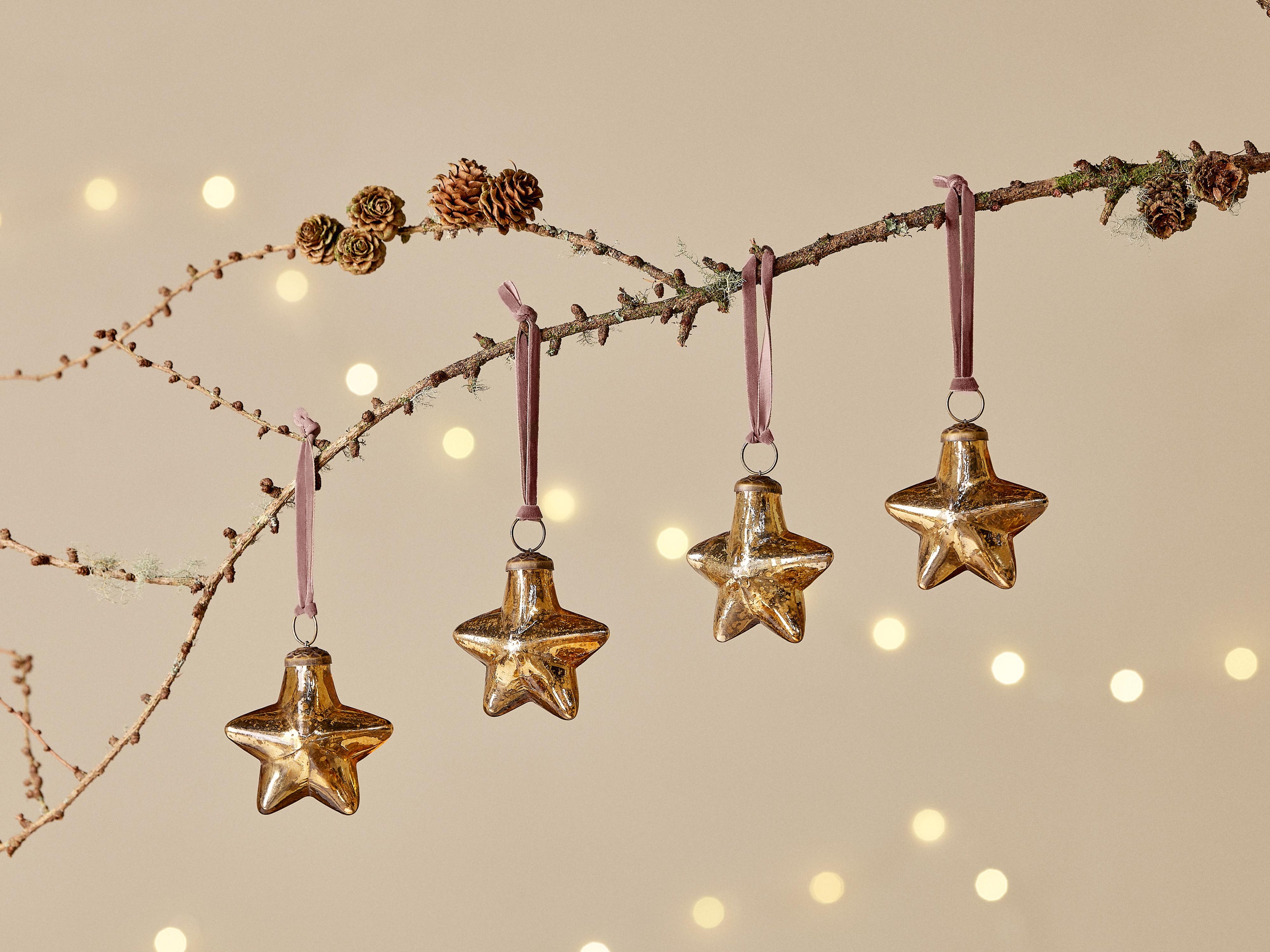 Sardi Star Recycled Glass Bauble - Antique Gold