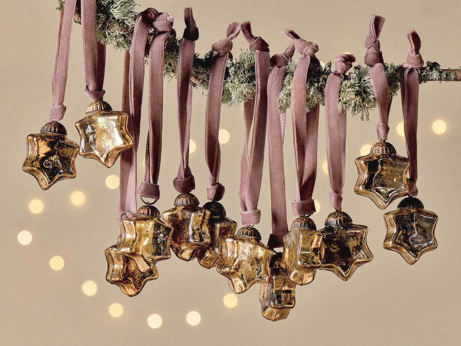 Sardi Star Mini Glass Baubles in Gold - Set of 12