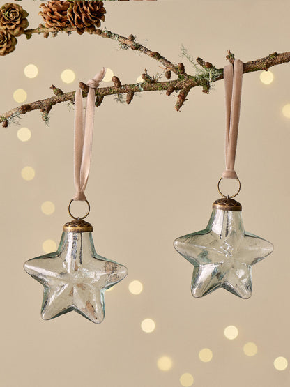 Sardi Star Recycled Glass Bauble - Clear