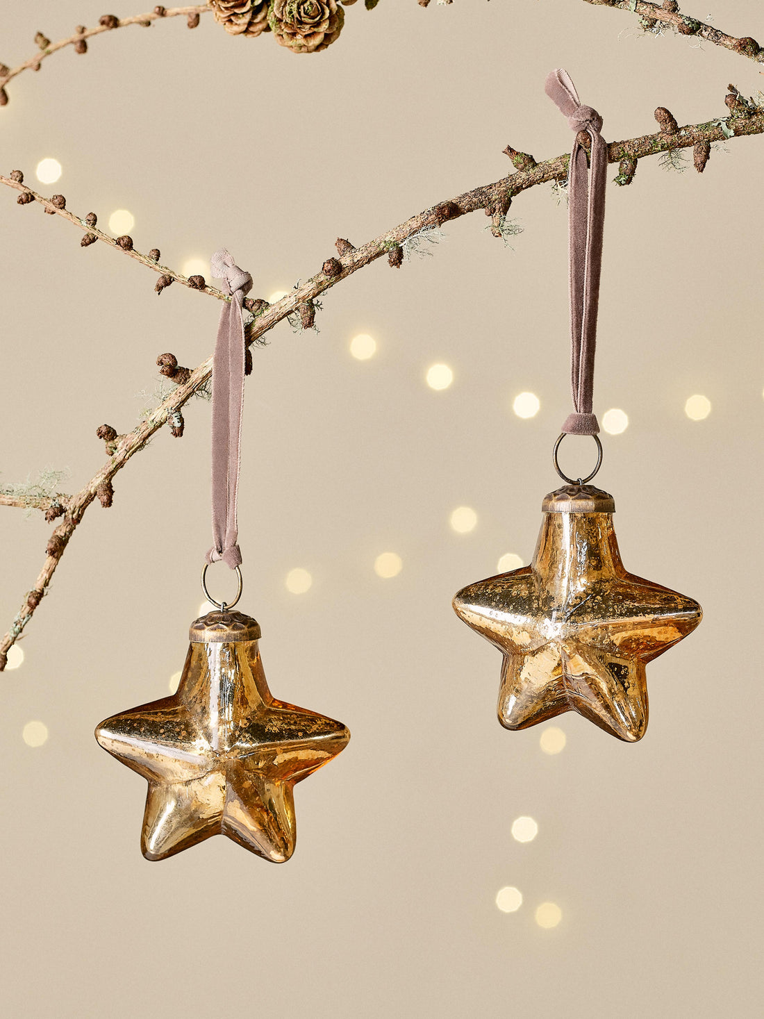 Sardi Star Recycled Glass Bauble - Antique Gold