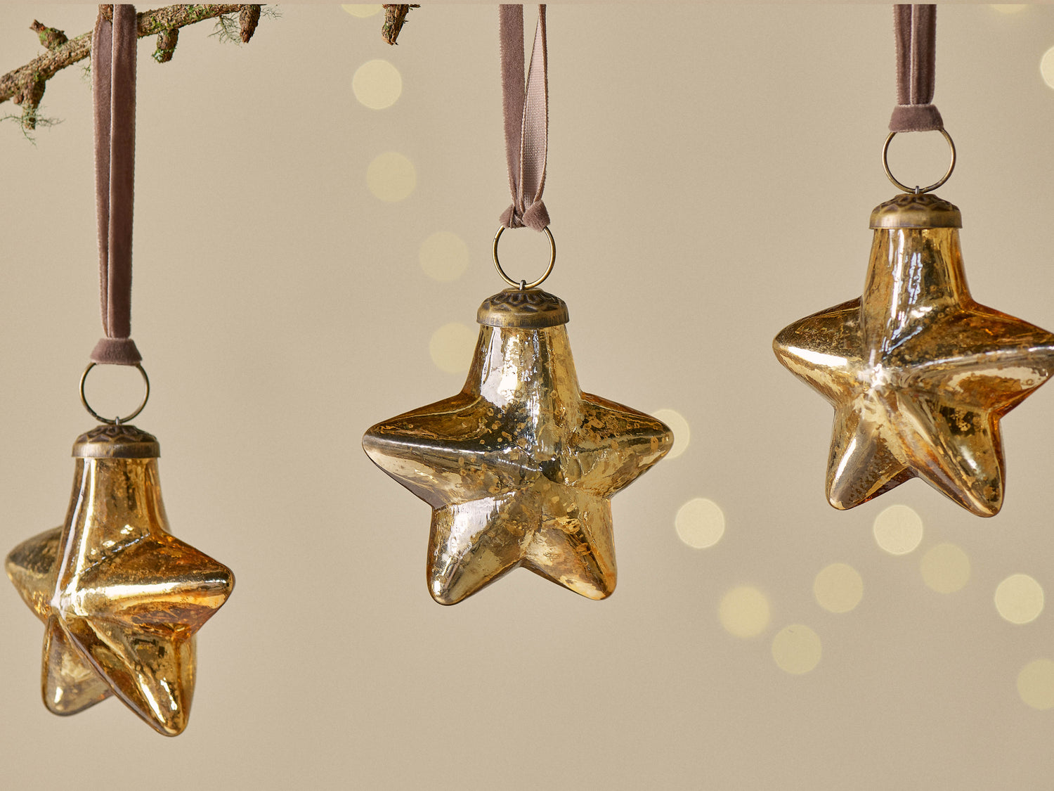 Sardi Star Recycled Glass Bauble - Antique Gold