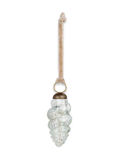 Khol Recycled Glass Shell Bauble - Clear Glass