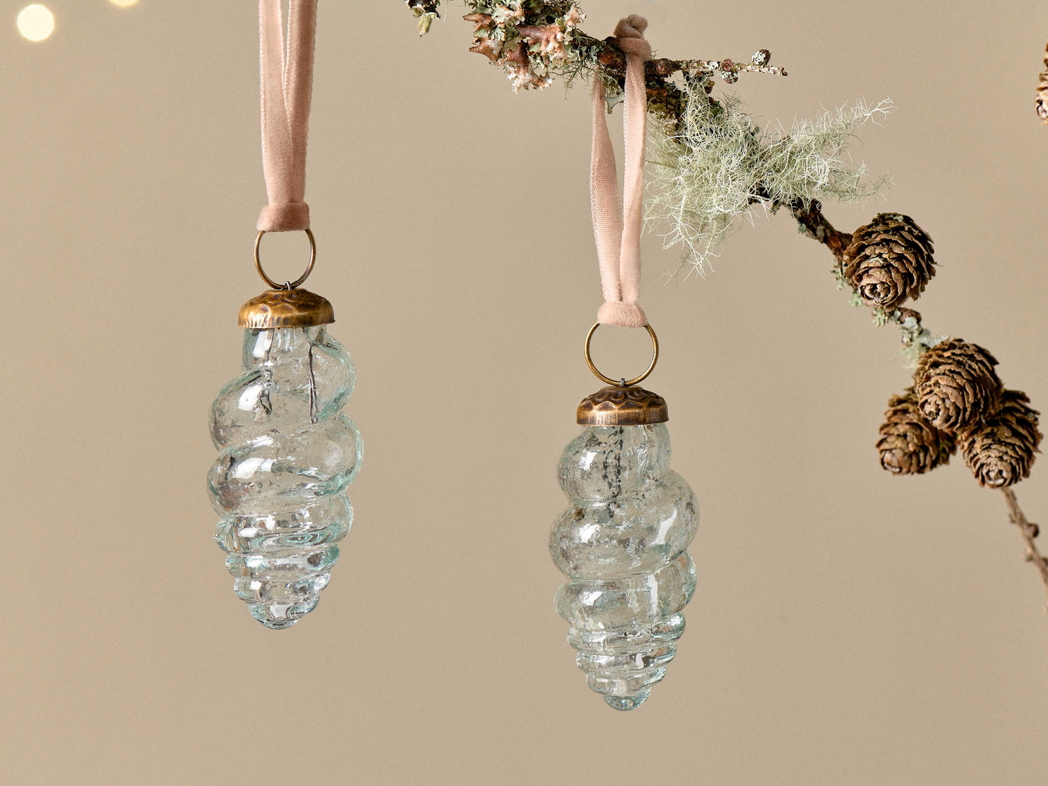 Khol Recycled Glass Shell Bauble - Clear Glass