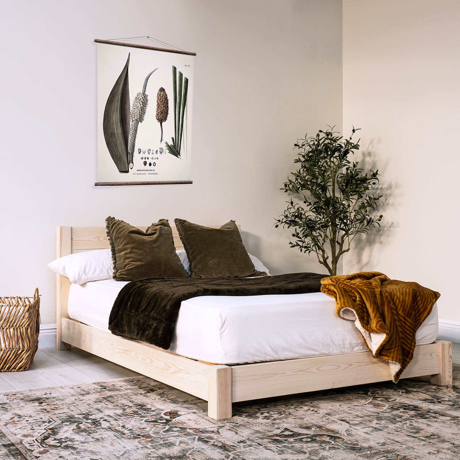 Model 04 – Handmade Low Wooden Bed - Colour &amp; Size Options Available