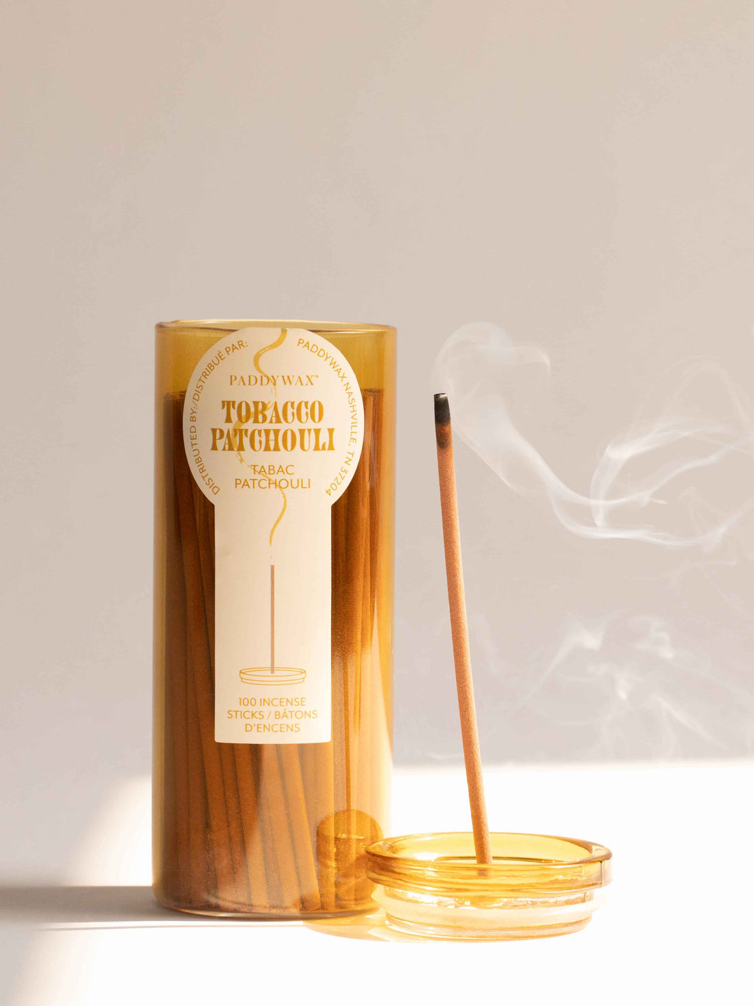 100 Incense Sticks &amp; Glass Holder - Tobacco Patchouli