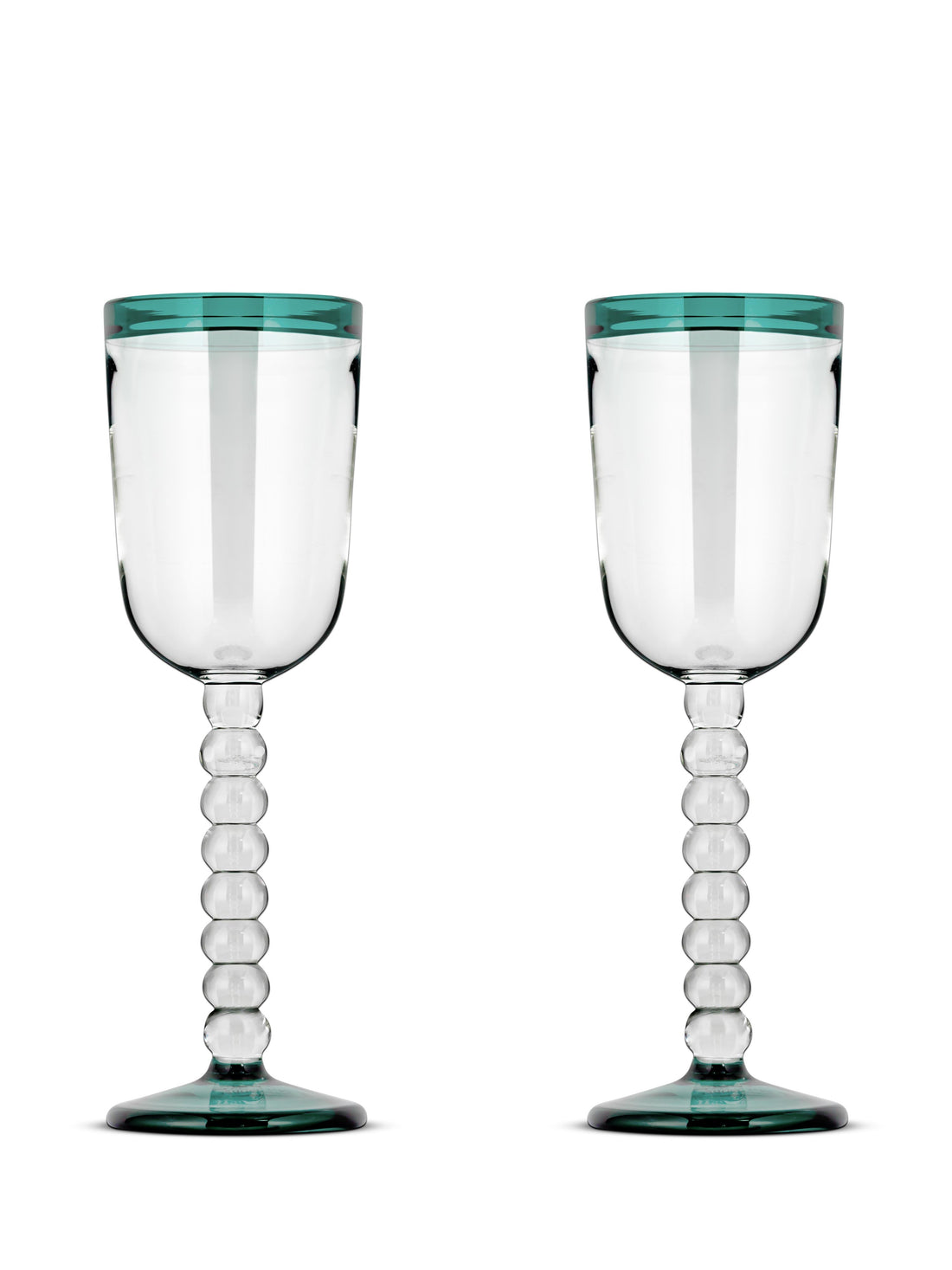 Thimma Wine Glass - Clear &amp; Teal