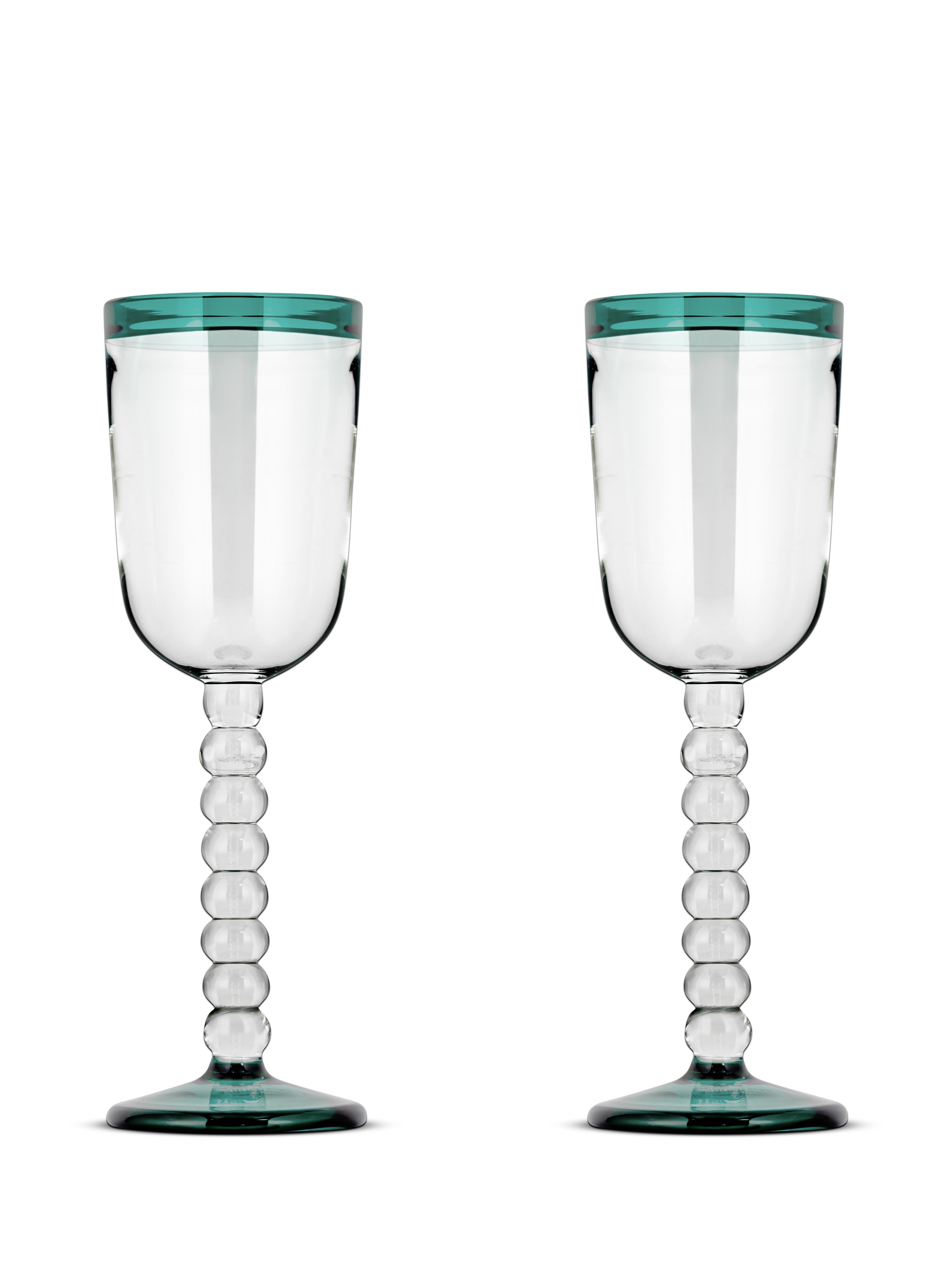 Thimma Wine Glass - Clear &amp; Teal