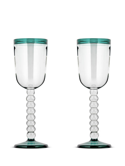 Thimma Wine Glass - Clear &amp; Teal