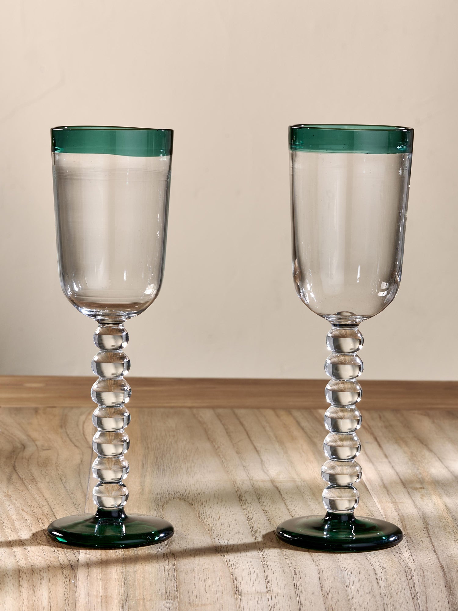 Thimma Wine Glass - Clear &amp; Teal