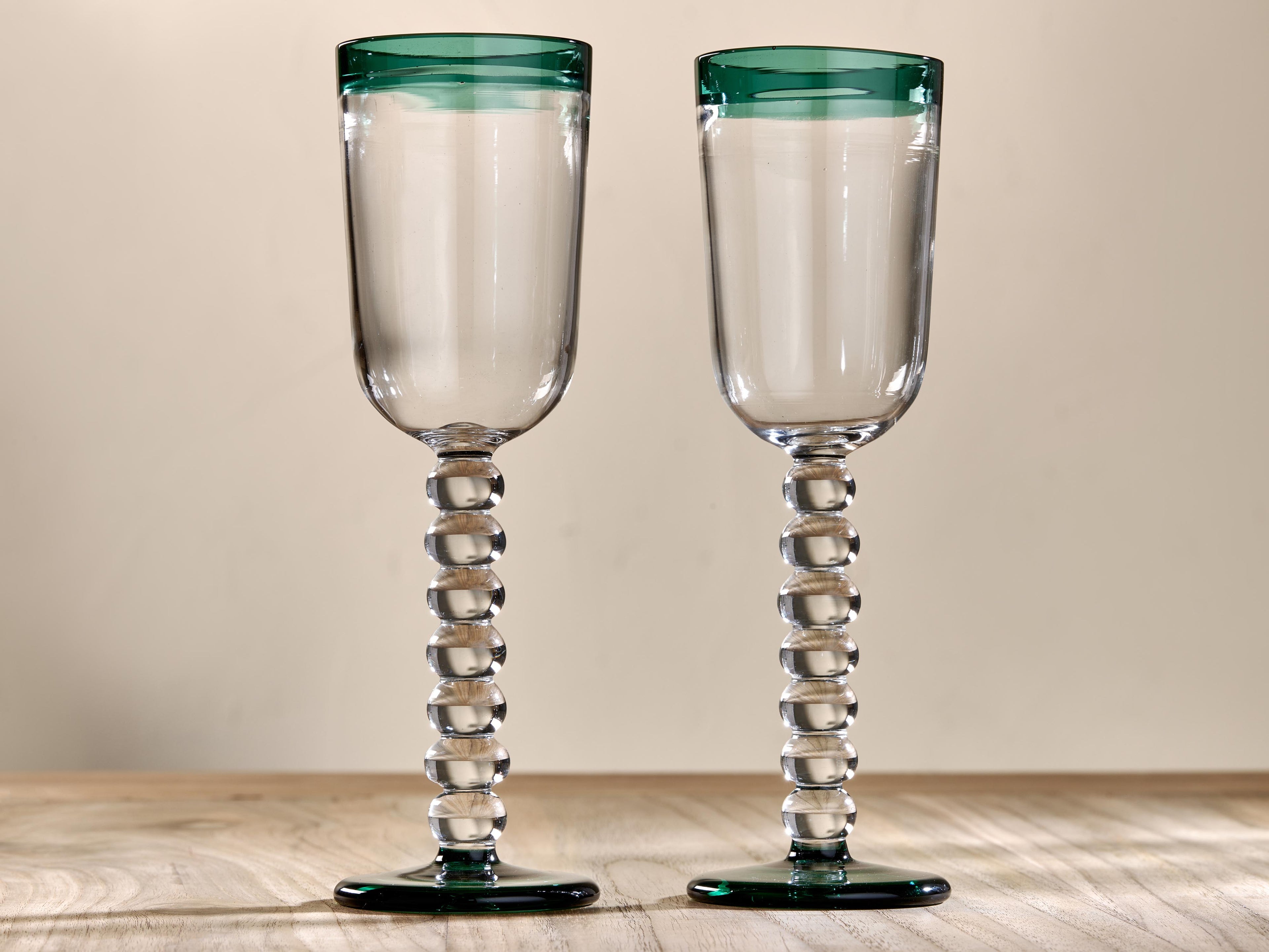 Thimma Wine Glass - Clear &amp; Teal