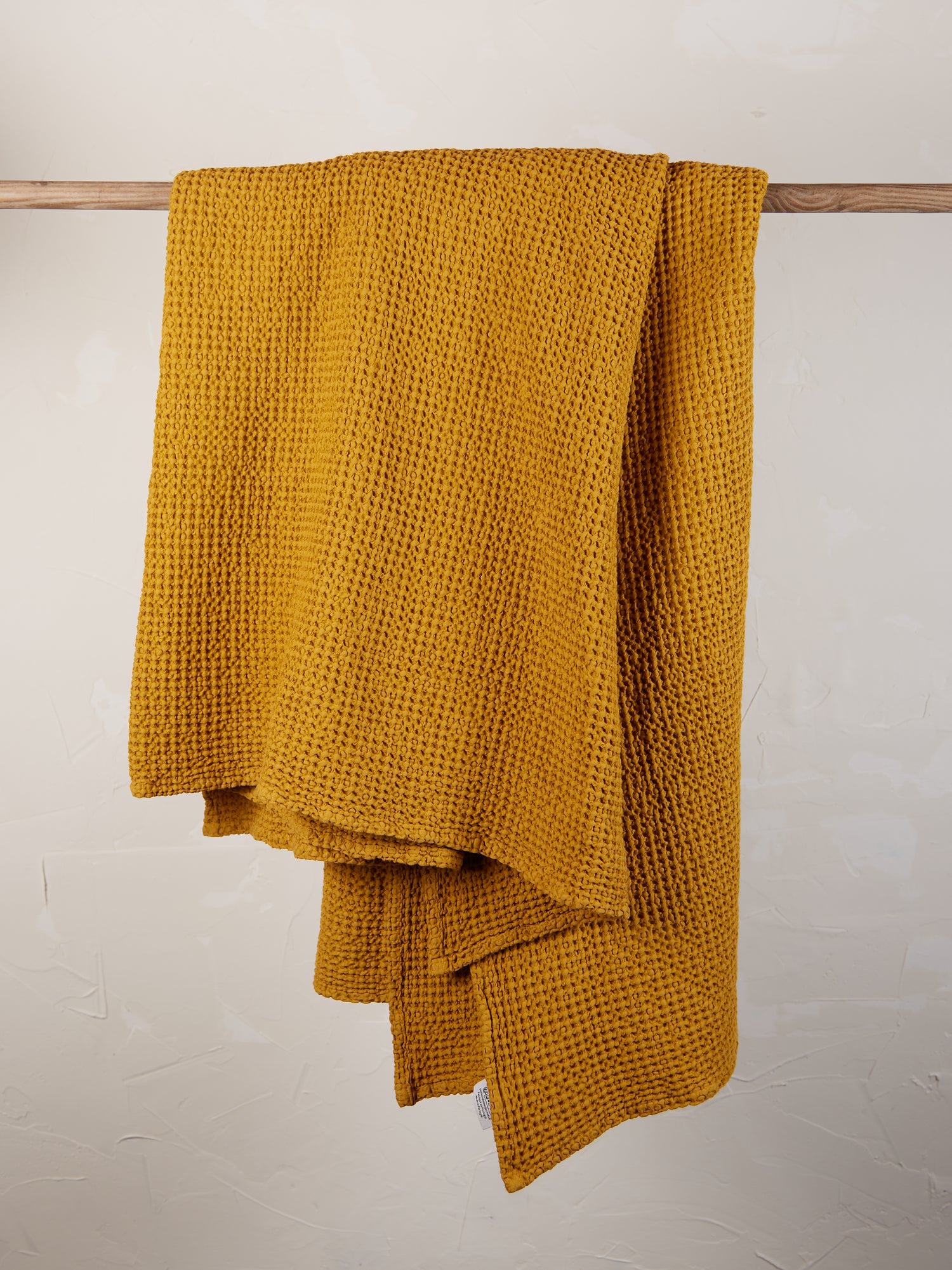 Maia Recycled Honeycomb Bedspread Throw - Saffron - 4 Sizes Available