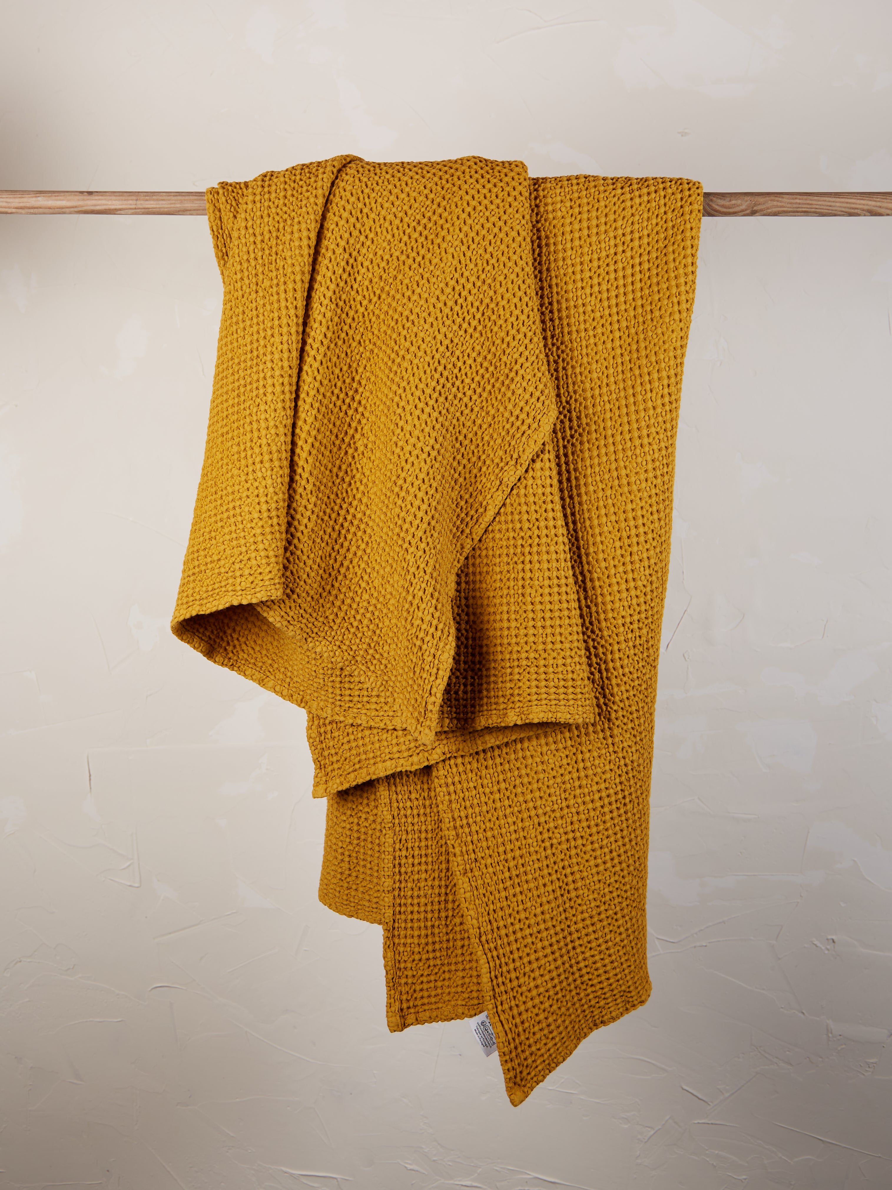 Maia Recycled Honeycomb Bedspread Throw - Saffron - 4 Sizes Available