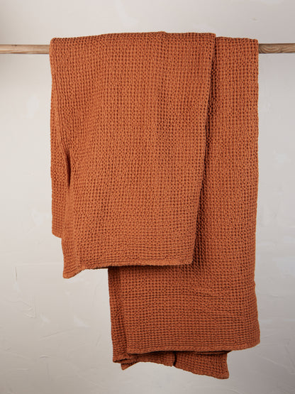 Maia Recycled Honeycomb Bedspread Throw - Copper - 4 Sizes Available