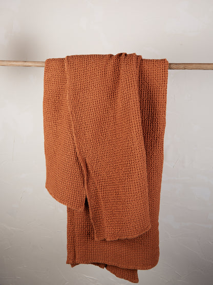 Maia Recycled Honeycomb Bedspread Throw - Copper - 4 Sizes Available