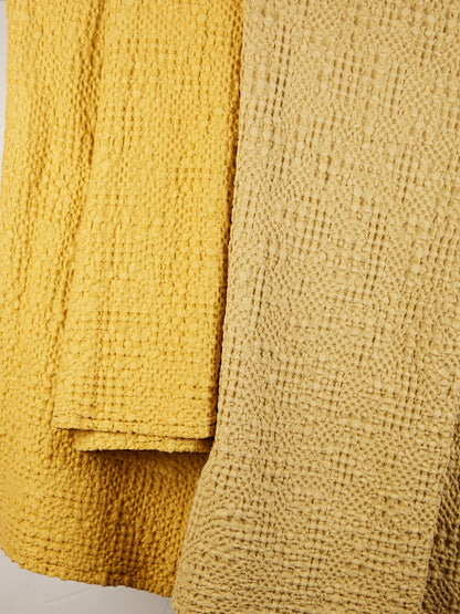 Stonewashed Cotton Tana Bedspread Throw - Gold - 3 Sizes Available