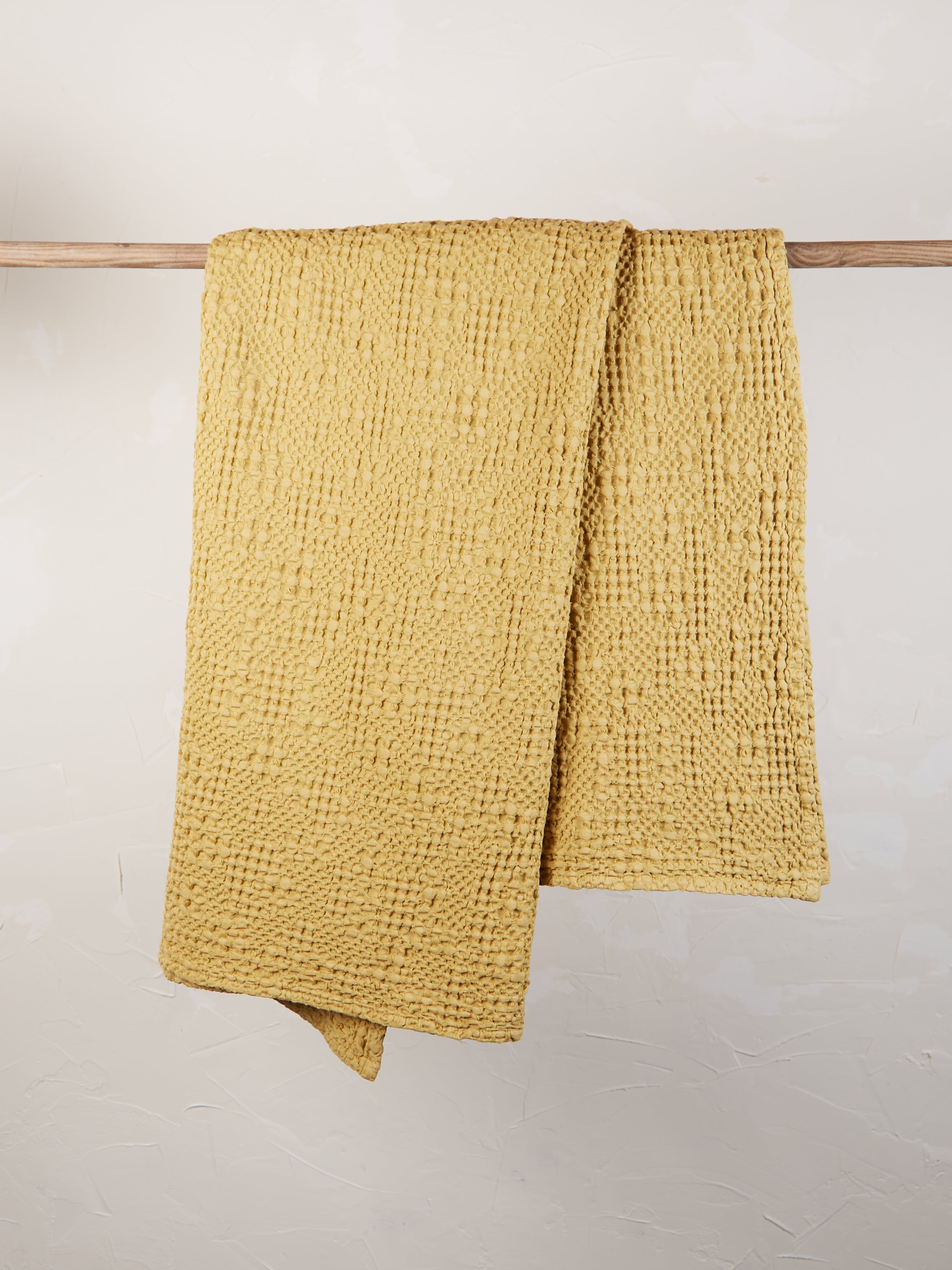 Stonewashed Cotton Tana Bedspread Throw - Gold - 3 Sizes Available