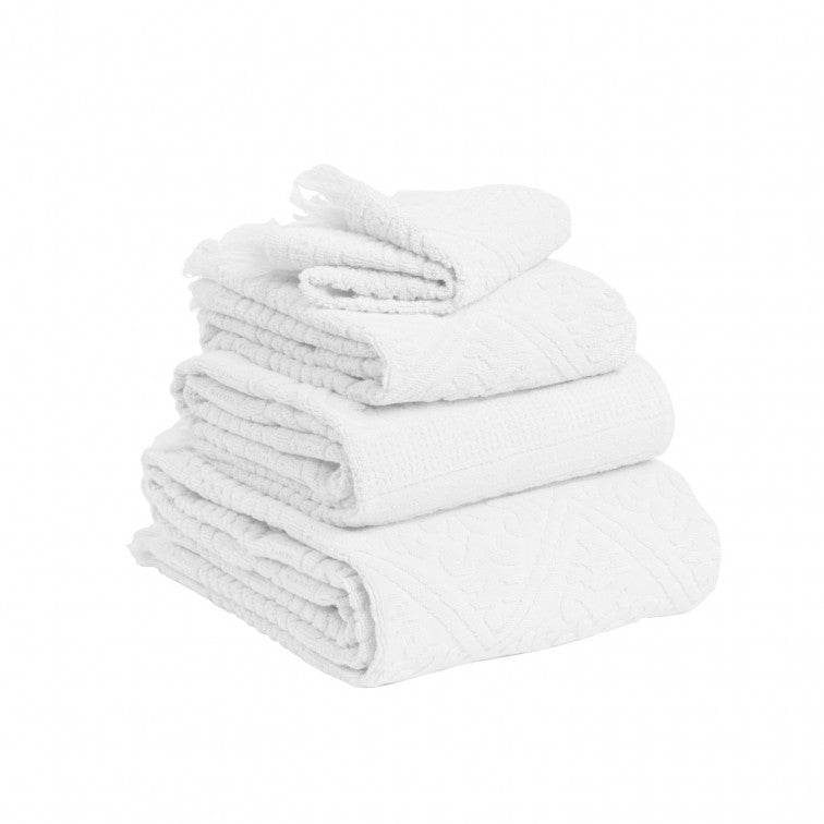 Embossed Jacquard Towel in Crisp White - 4 Sizes Available