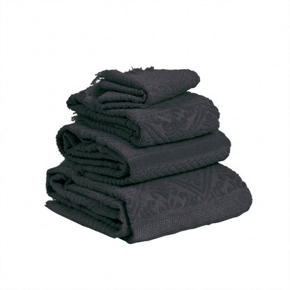 Embossed Jacquard Towel in Carbone Grey - 4 Sizes Available