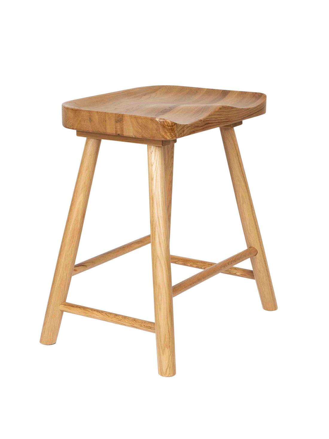 Cleveland Solid Oak Short Wooden Stool - Natural